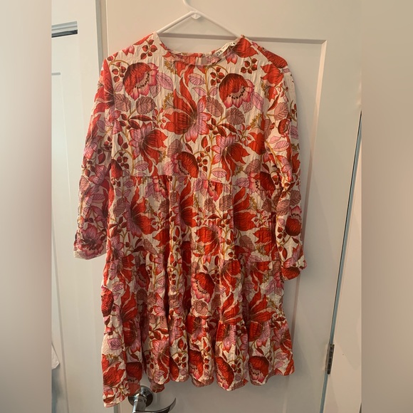 ZARA Pink and Red Floral Dress. Size M - Picture 1 of 3